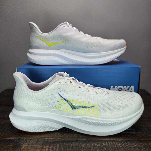 NEW Hoka One One Mach 6 Mens Size 14 D Running Shoes 1147790 WNCL White Green